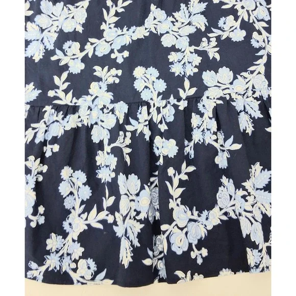 J Crew Midi Dress Size 14 Blue Floral Tiered Puff Sleeve Side Zip Cottagecore - Picture 8 of 13